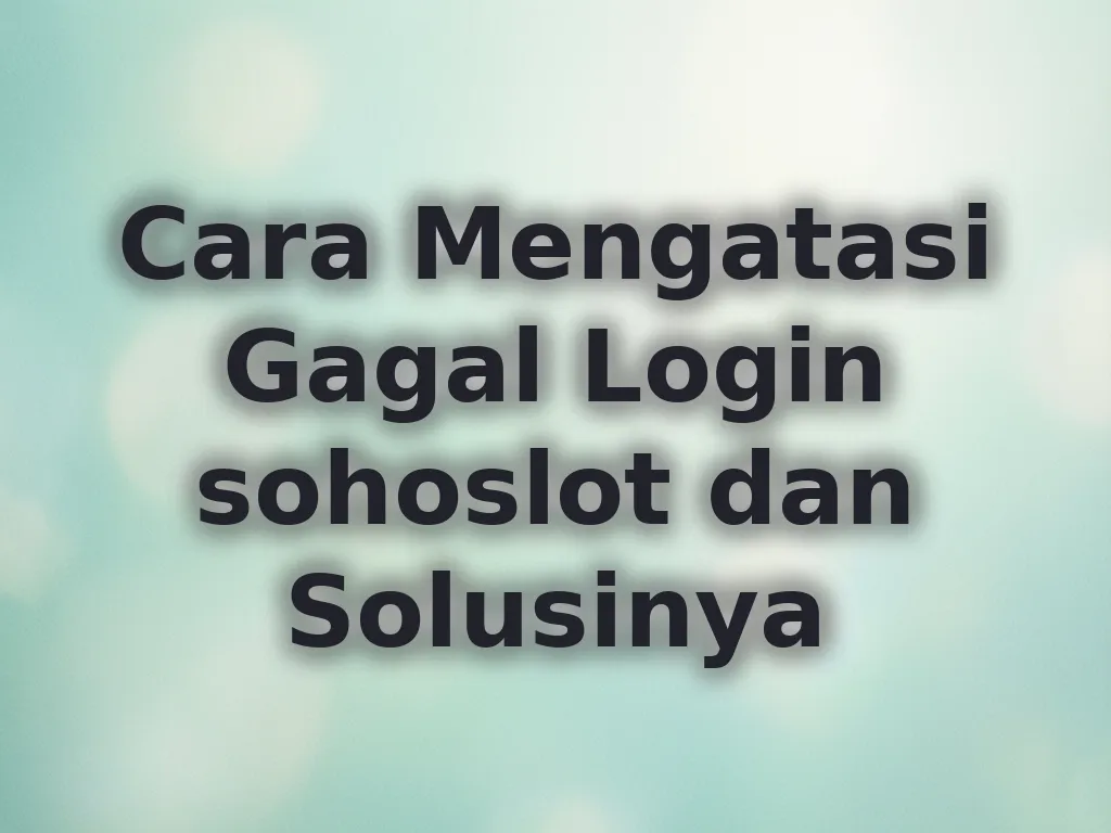 Cara Mengatasi Gagal Login sohoslot dan Solusinya
